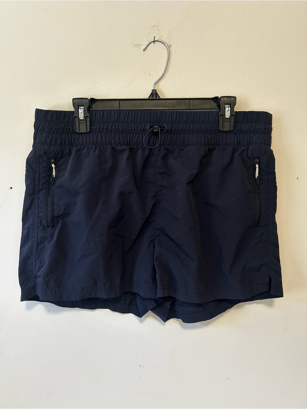 Eddie Bauer Navy Elastic Waist Athletic Shorts with Zip Pockets